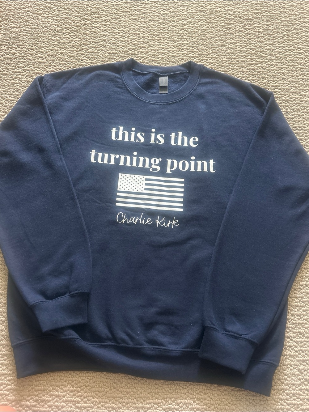 Turning Point USA Charlie Kirk Navy Crewneck Sweatshirt Size Medium